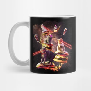 Galaxy Laser Cat On Burger - Space Cheeseburger Cats Mug